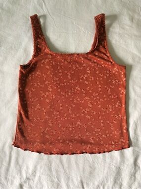 Rust Floral Square-Neck Tank Top